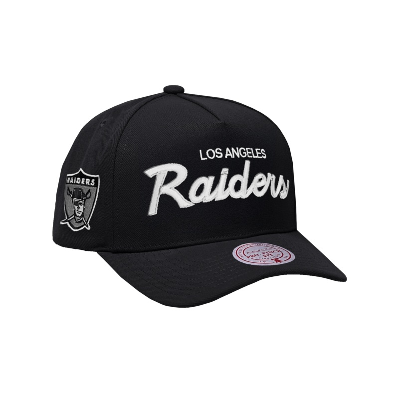Las Vegas Raiders Mitchell & Ness NFL Script Pro Pinch Snapback Hat – Black