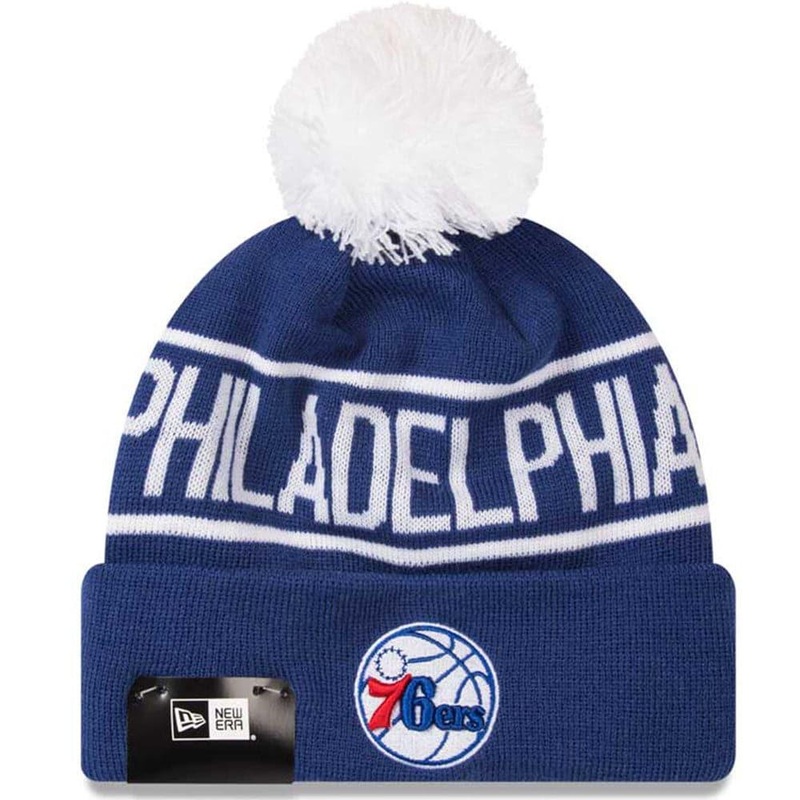 Philadelphia 76ers New Era NBA Team On Fire Knit Beanie – Blue