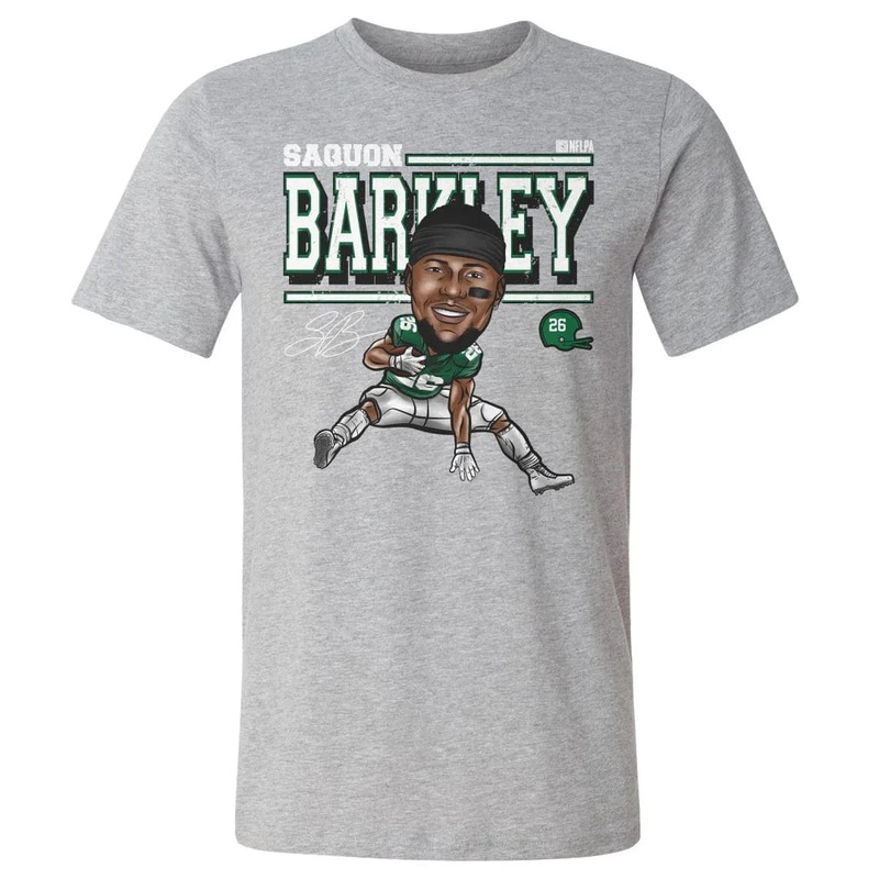 Saquon Barkley Philadelphia Eagles 500 Level NFL Cartoon T-Shirt – Grey Marle