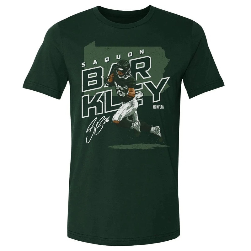 Saquon Barkley Philadelphia Eagles 500 Level NFL Map T-Shirt – Dark Green