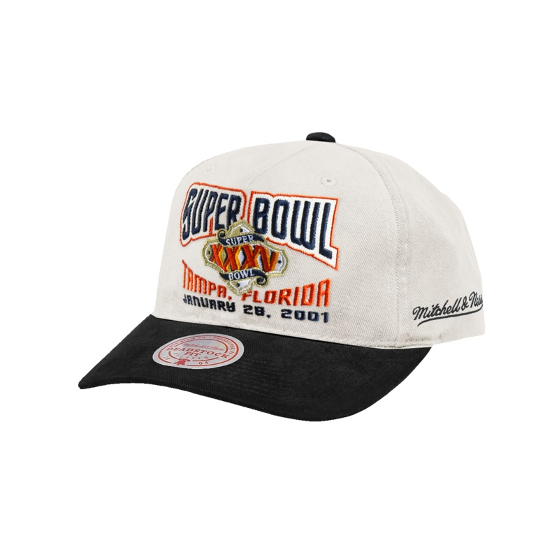 Super Bowl XXXV Mitchell & Ness NFL Origins Deadstock Snapback Hat – Cream