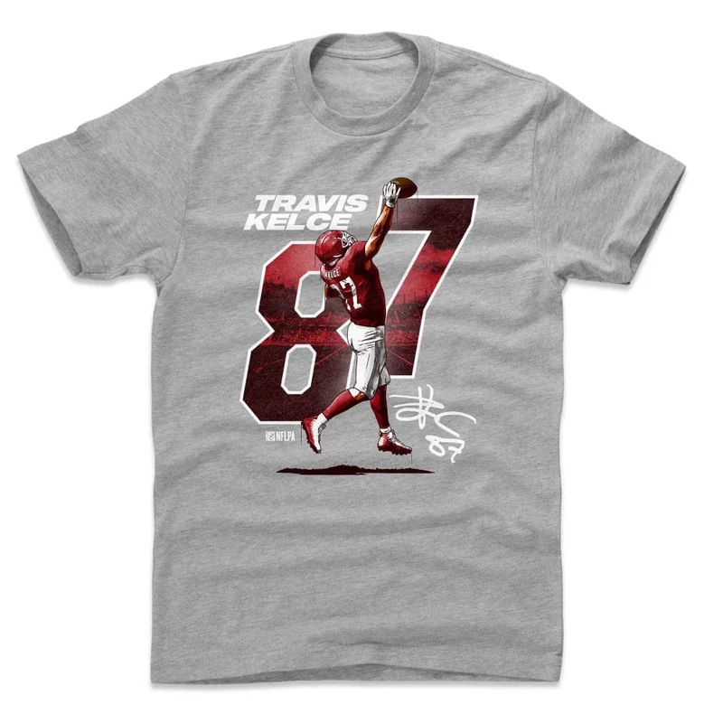Travis Kelce Kansas City Chiefs 500 Level NFL Number Catch T-Shirt – Grey