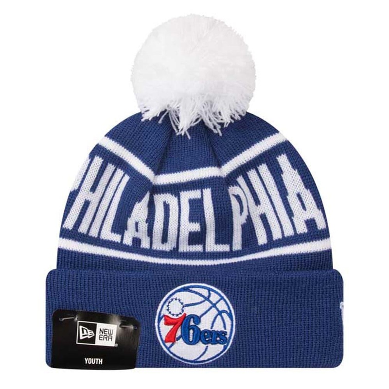 Youths Philadelphia 76ers New Era NBA Team On Fire Knit Beanie – Blue