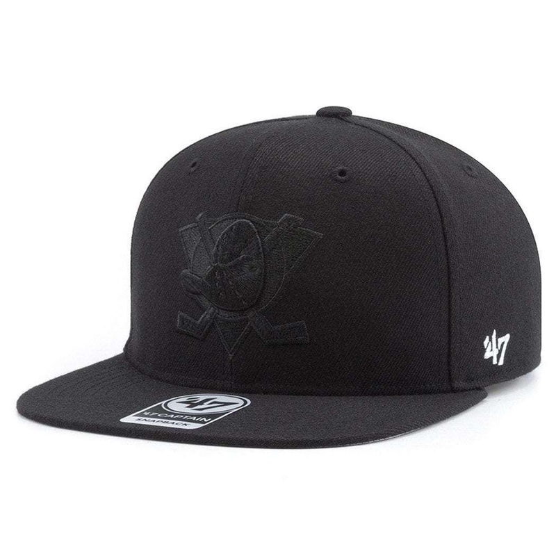 Anaheim Mighty Ducks ’47 NHL Black On Black Captain Snapback Hat