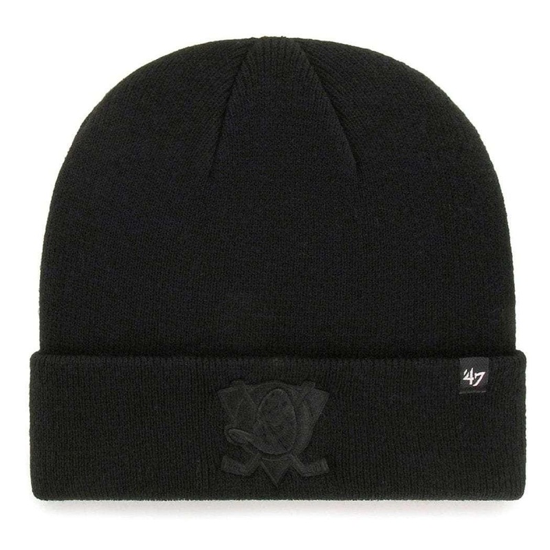 Anaheim Mighty Ducks ’47 NHL Black On Black Raised Cuff Knit Beanie