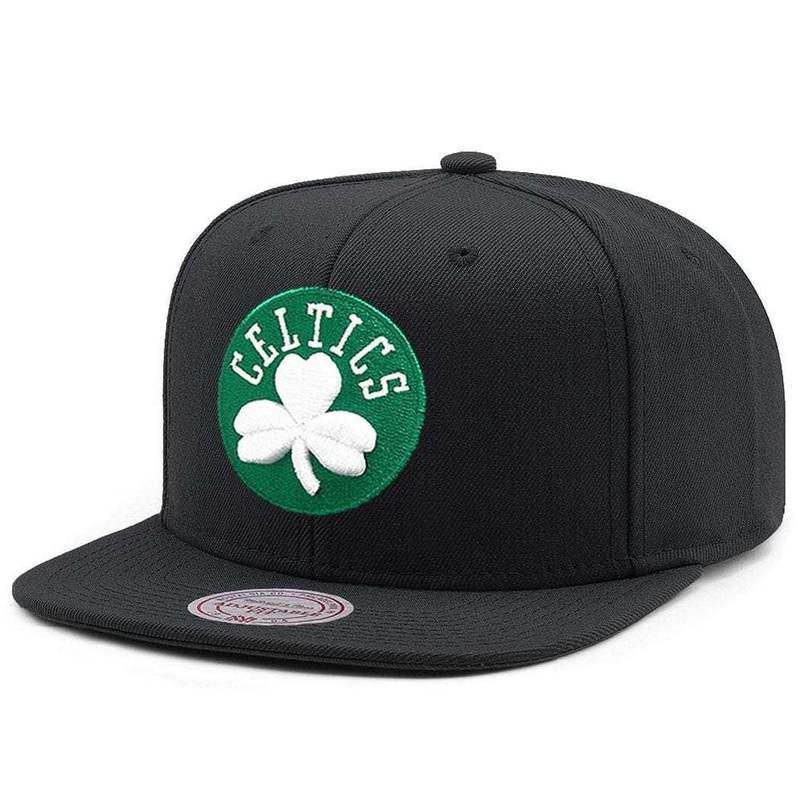 Boston Celtics Mitchell & Ness NBA Team High Crown Snapback Hat – Black