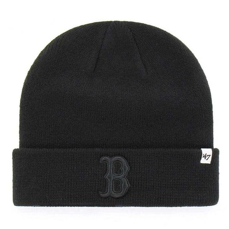 Boston Red Sox ’47 MLB Black On Black Raised Cuff Knit Beanie