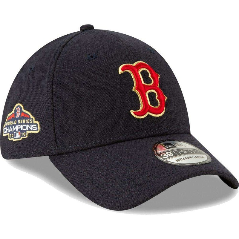 Boston Red Sox New Era MLB 2018 World Series Champs 39THIRTY Stretch-Fit Curved Hat – Navy