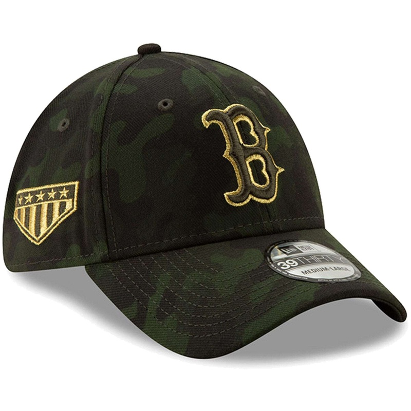 Boston Red Sox New Era MLB 2019 Armed Forces 39THIRTY Stretch Fit Curved Hat – Camo