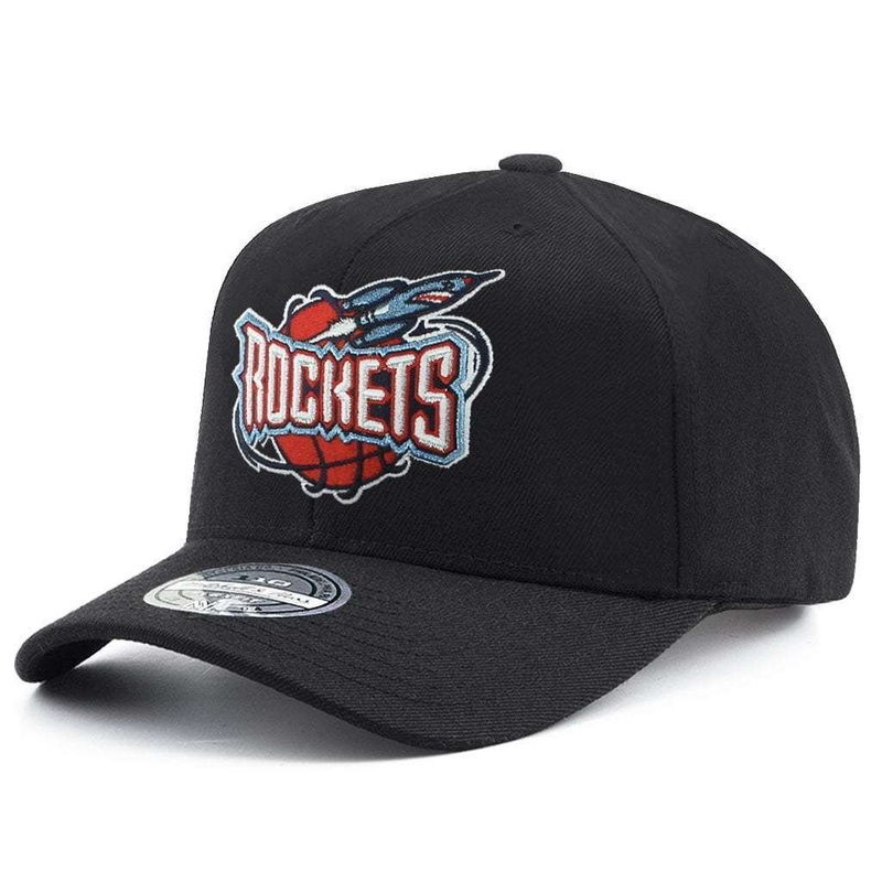 Houston Rockets Mitchell & Ness NBA HWC Logo 110 Curved Snapback Hat – Black