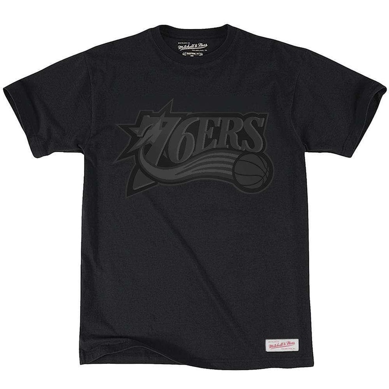 Philadelphia 76ers Mitchell & Ness NBA Tonal Wordmark T-Shirt – Black