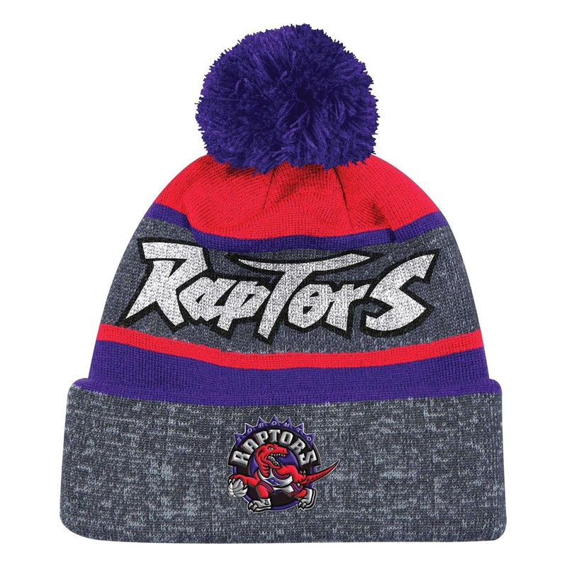 Toronto Raptors Mitchell & Ness NBA HWC TPU Stripe Knit Beanie