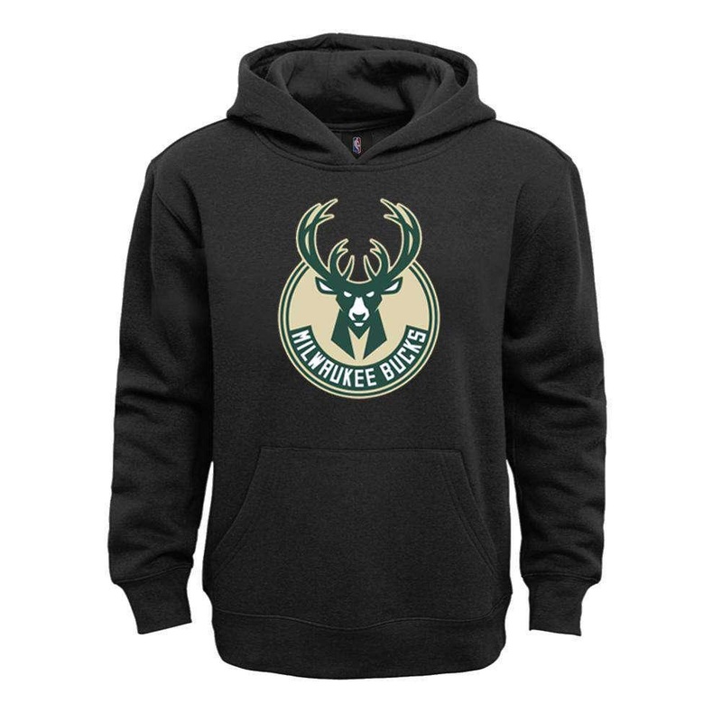 Youths Milwaukee Bucks Outerstuff NBA Primary Logo Hoodie Jumper – Black