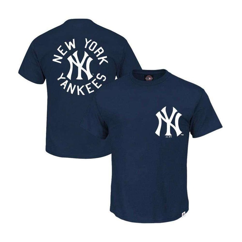 Youths New York Yankees Majestic MLB Fasden T-Shirt – Navy