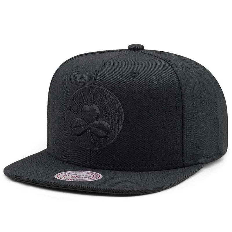 Boston Celtics Mitchell & Ness NBA All Black High Crown Snapback Hat