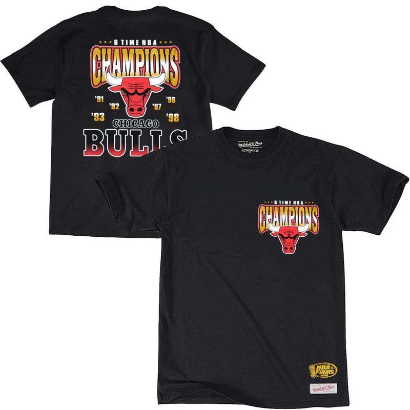 Chicago Bulls Mitchell & Ness 6 Time NBA Champions T-Shirt – Black