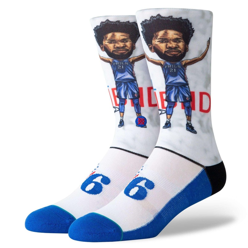 Joel Embiid Philadelphia 76ers Stance NBA Big Head Crew Socks
