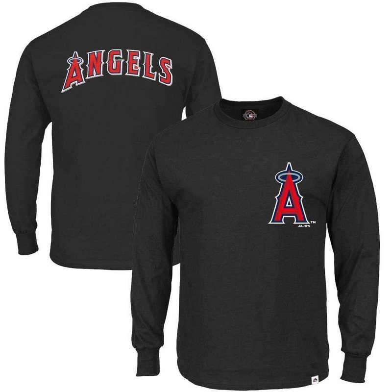 Los Angeles Angels Majestic MLB Takum Long Sleeve T-Shirt – Black