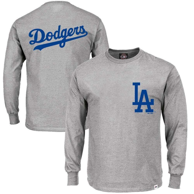 Los Angeles Dodgers Majestic MLB Takum Long Sleeve T-Shirt – Grey