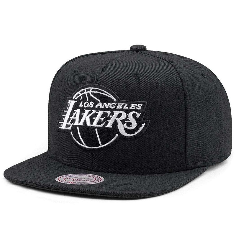 Los Angeles Lakers Mitchell & Ness NBA Black & White High Crown Snapback Hat