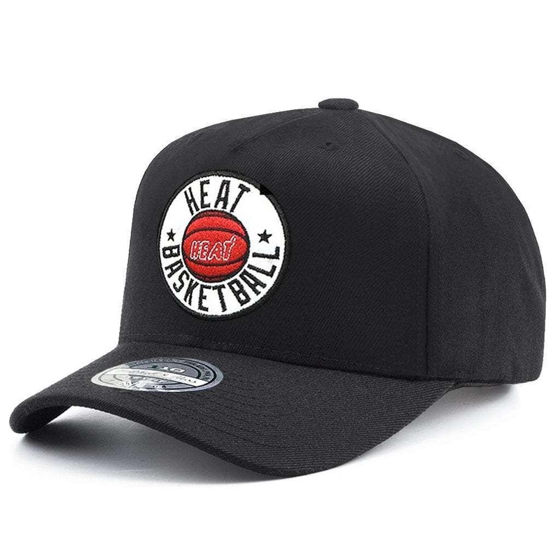 Miami Heat Mitchell & Ness NBA Full Circle 110 Curve Snapback Hat – Black