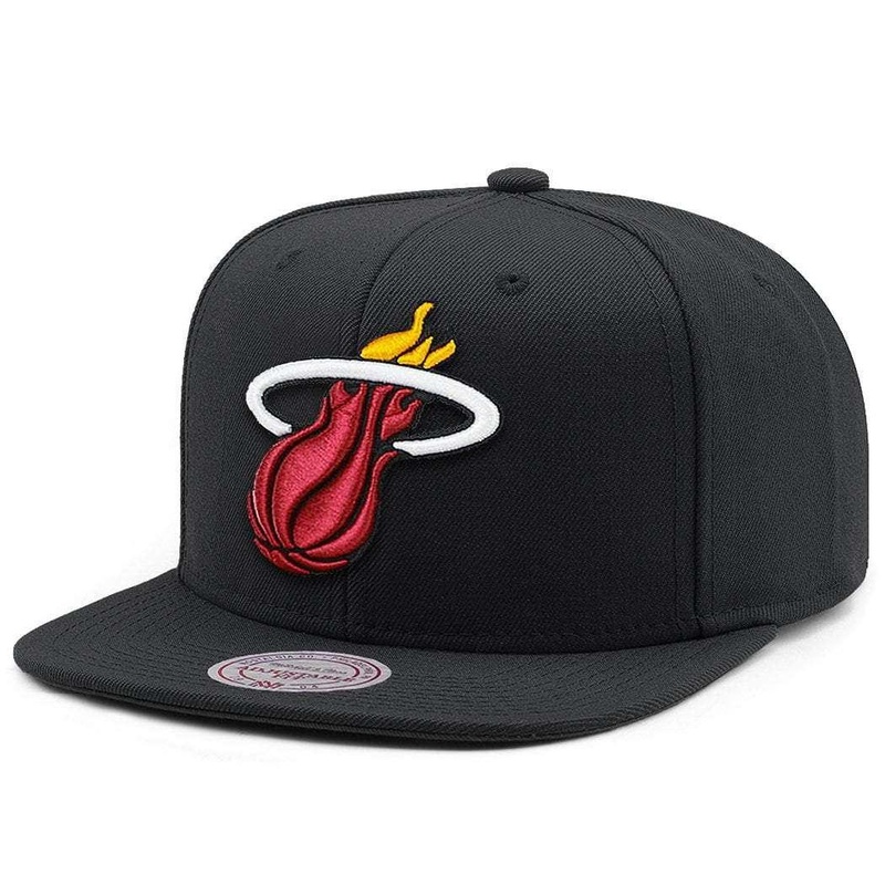 Miami Heat Mitchell & Ness NBA Team High Crown Snapback Hat – Black