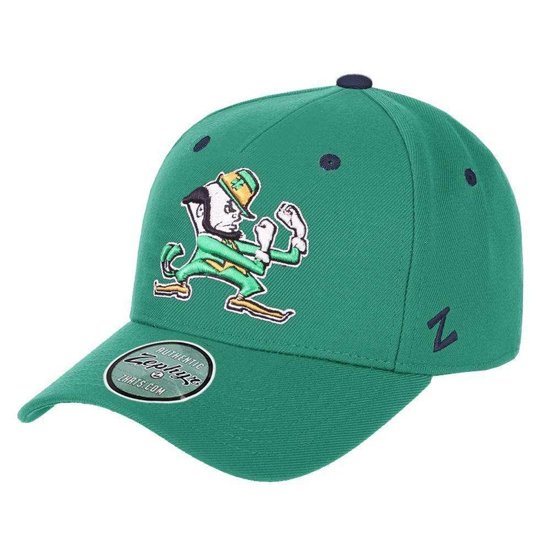 Notre Dame Fighting Irish Zephyr NCAA SF R Team Curved Pinch Snapback Hat – Green