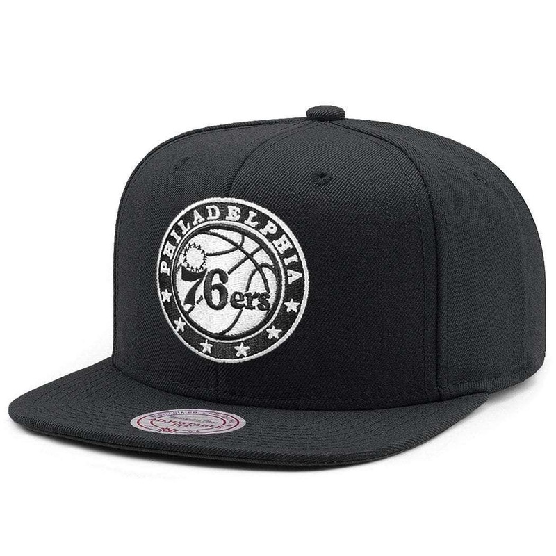 Philadelphia 76ers Mitchell & Ness NBA Black & White High Crown Snapback Hat