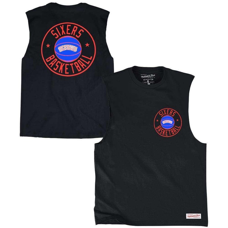 Philadelphia 76ers Mitchell & Ness NBA Full Circle Muscle T-Shirt – Black
