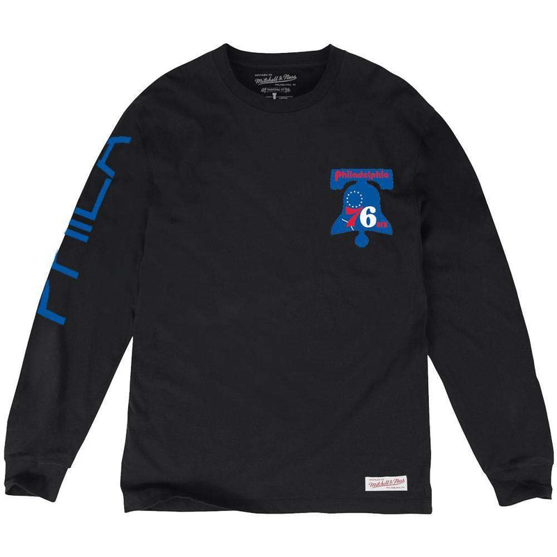 Philadelphia 76ers Mitchell & Ness NBA Wordmark Long Sleeve T-Shirt – Black