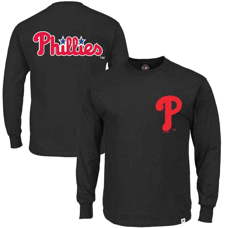 Philadelphia Phillies Majestic MLB Takum Long Sleeve T-Shirt – Black