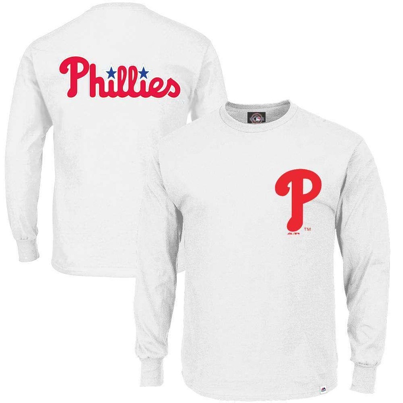 Philadelphia Phillies Majestic MLB Takum Long Sleeve T-Shirt – White
