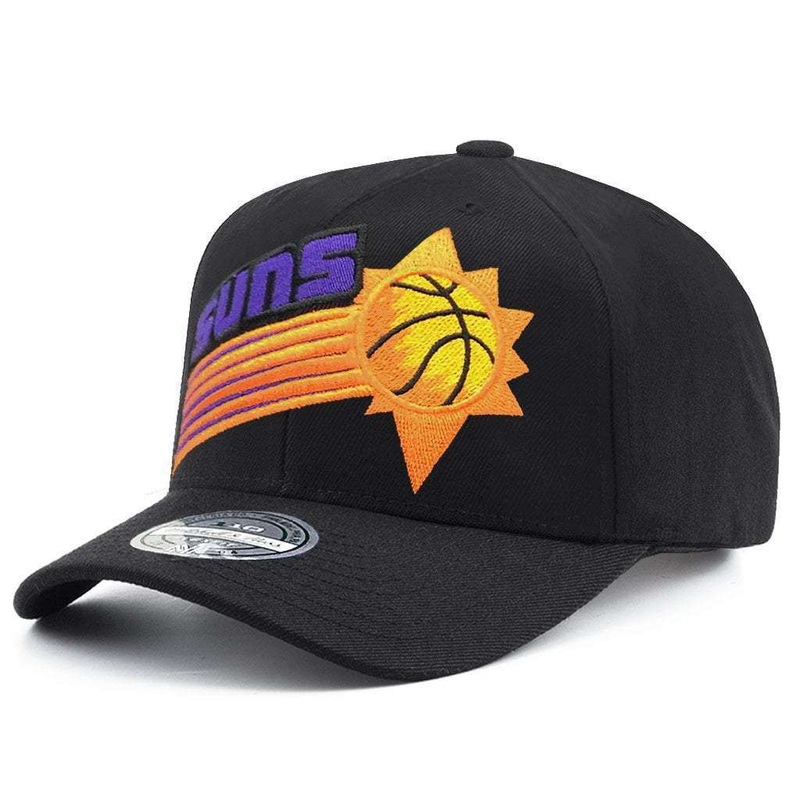 Phoenix Suns Mitchell & Ness NBA HWC Jersey Logo 110 Curve Snapback Hat – Black