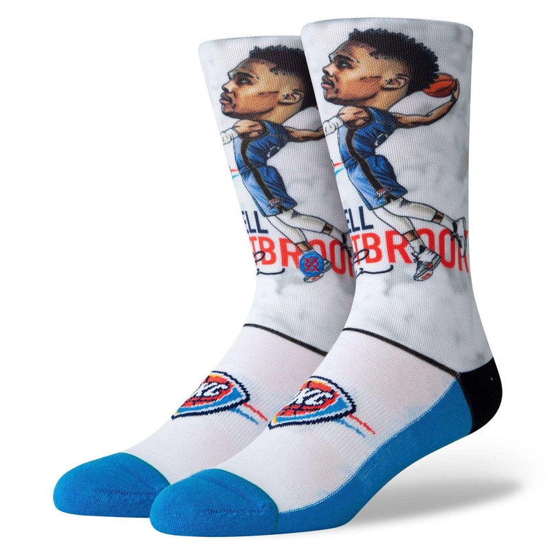 Russell Westbrook Oklahoma City Thunder Stance NBA Big Head Crew Socks