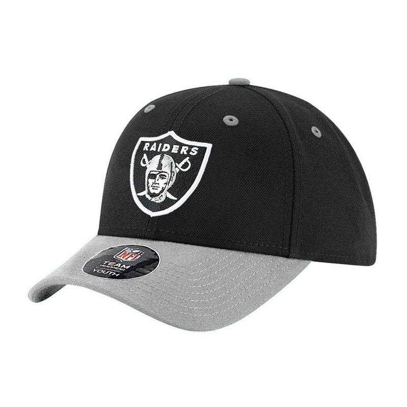 Youths Oakland Raiders Outerstuff NFL Two Tone Curved Snapback Hat – Black
