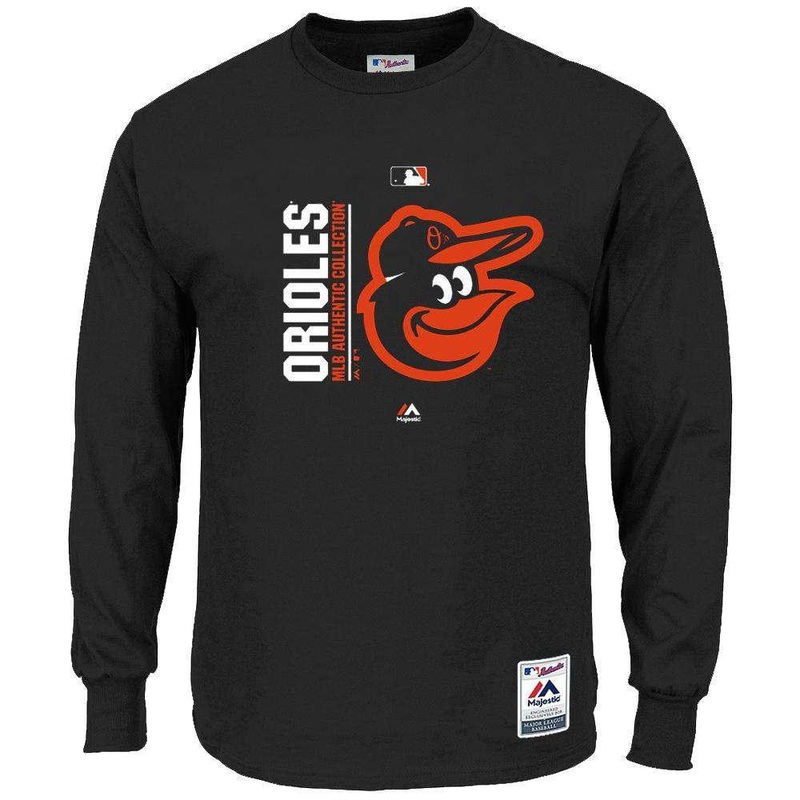 Baltimore Orioles Majestic MLB AC On-Field Icon Long Sleeve T-Shirt – Black