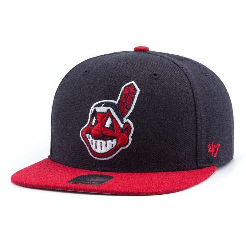 Cleveland Indians ’47 MLB 2 Tone Captain Snapback Hat – Navy/Red