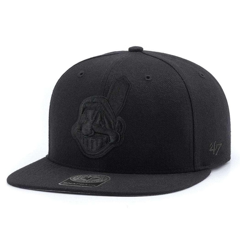 Cleveland Indians ’47 MLB Black On Black Captain Snapback Hat