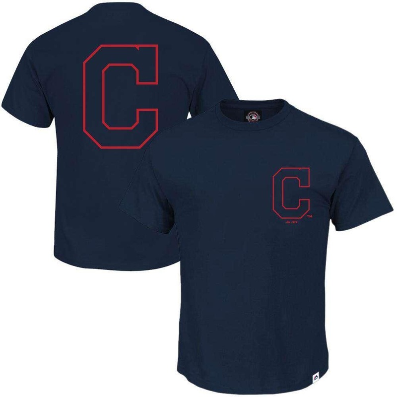 Cleveland Indians Majestic MLB Outline Logo T-Shirt – Navy