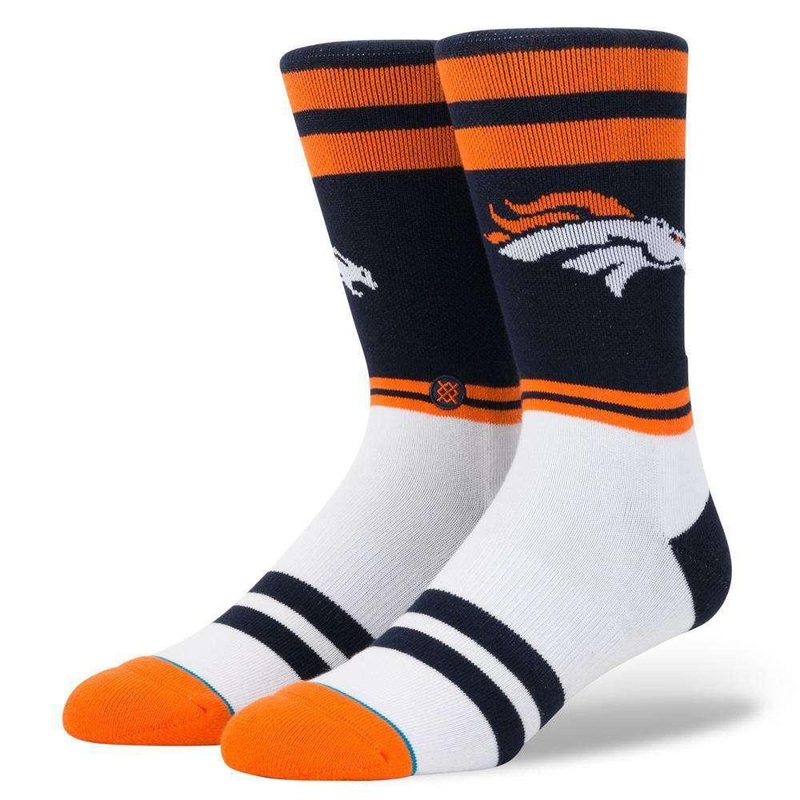 Denver Broncos Stance NFL Logo Stripe Crew Socks – Navy