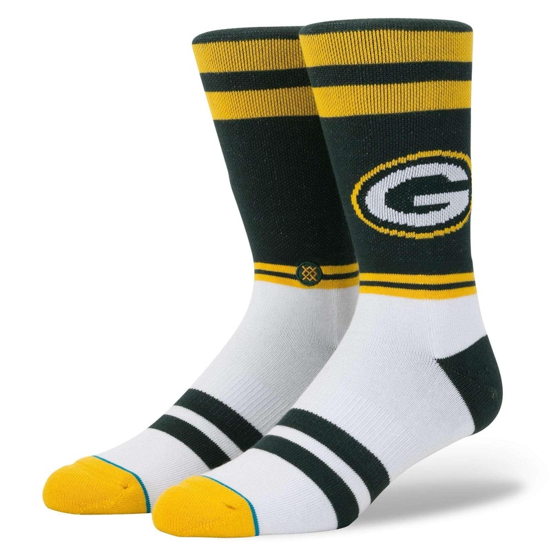 Green Bay Packers Stance NFL Logo Stripe Crew Socks – Green