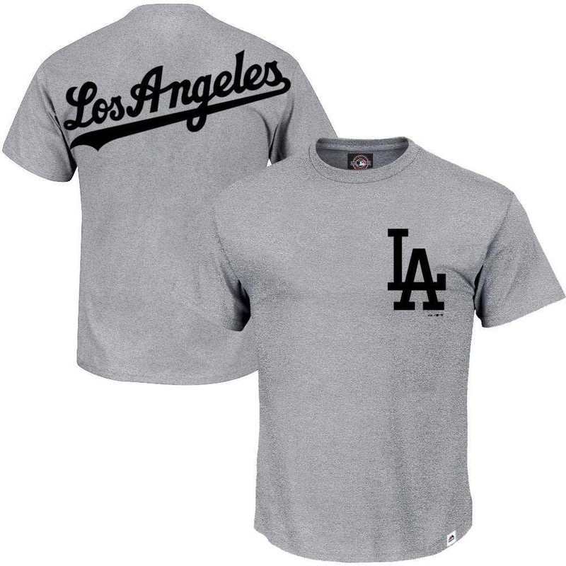 Los Angeles Dodgers Majestic MLB Hastings T-Shirt – Grey Marle