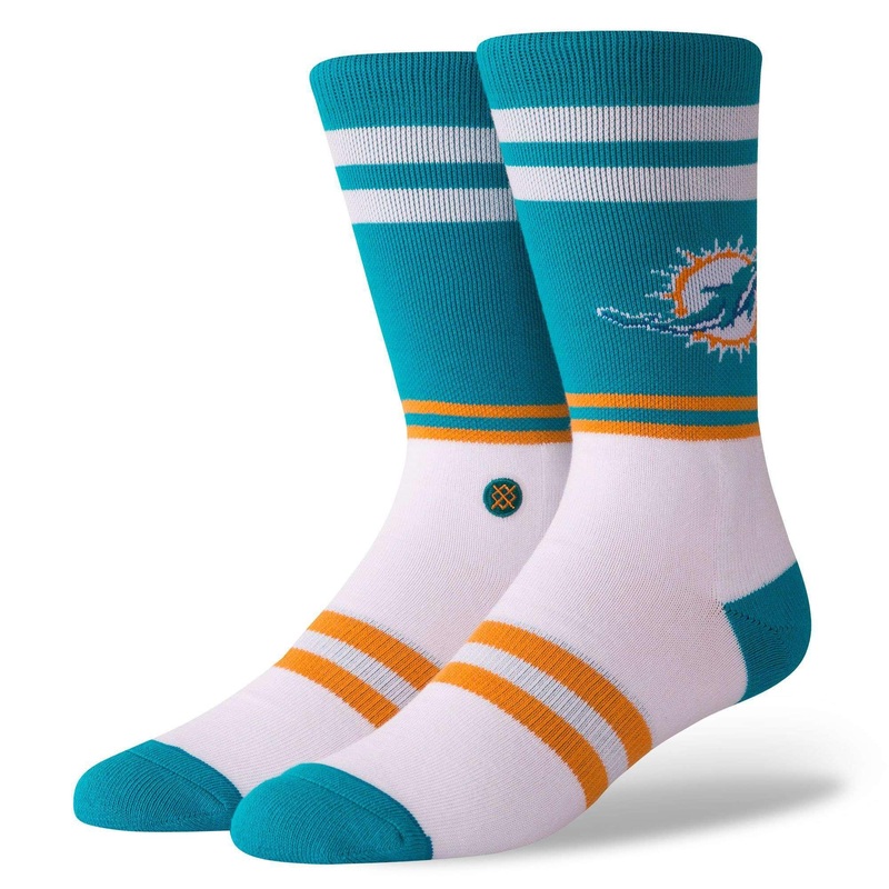 Miami Dolphins Stance NFL Logo Stripe Crew Socks – Teal
