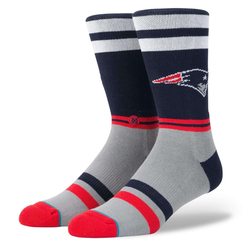 New England Patriots Stance NFL Logo Stripe Crew Socks – Navy