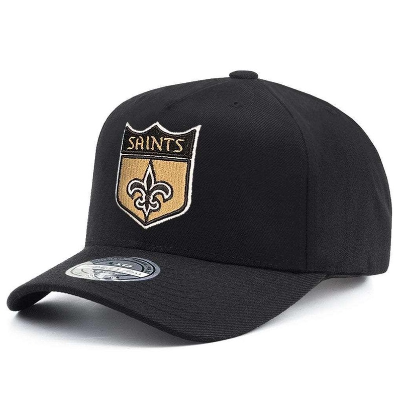 New Orleans Saints Mitchell & Ness NFL 110 Throwback Logo Snapback Hat – Black