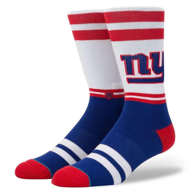 New York Giants Stance NFL Logo Stripe Crew Socks – White