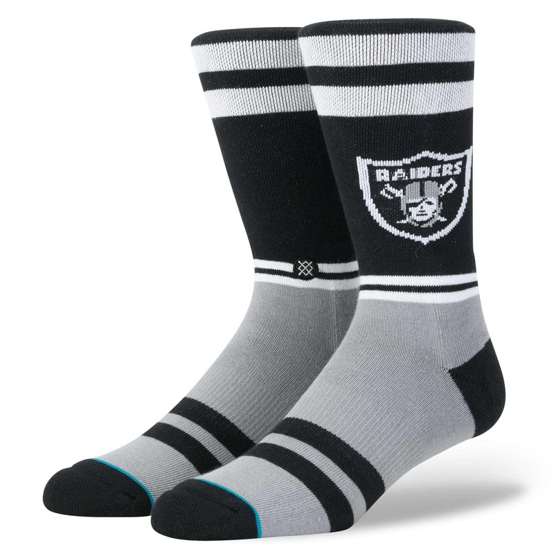 Oakland Raiders Stance NFL Logo Stripe Crew Socks – Black