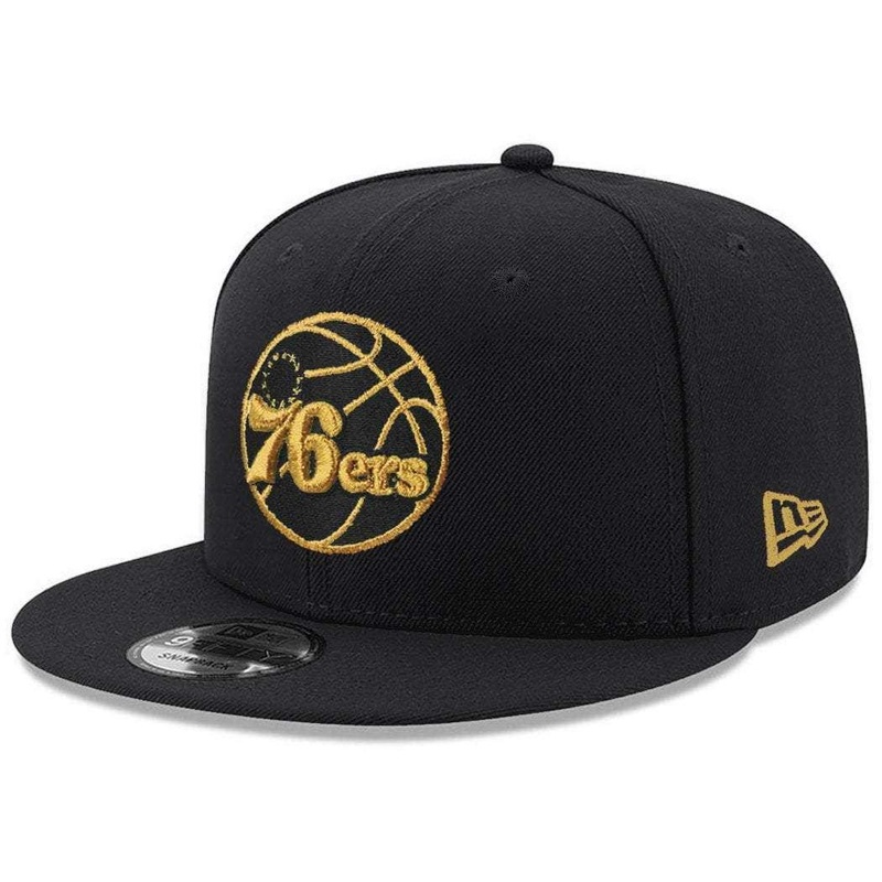 Philadelphia 76ers New Era NBA Gold Logo 9FIFTY Snapback Hat – Black