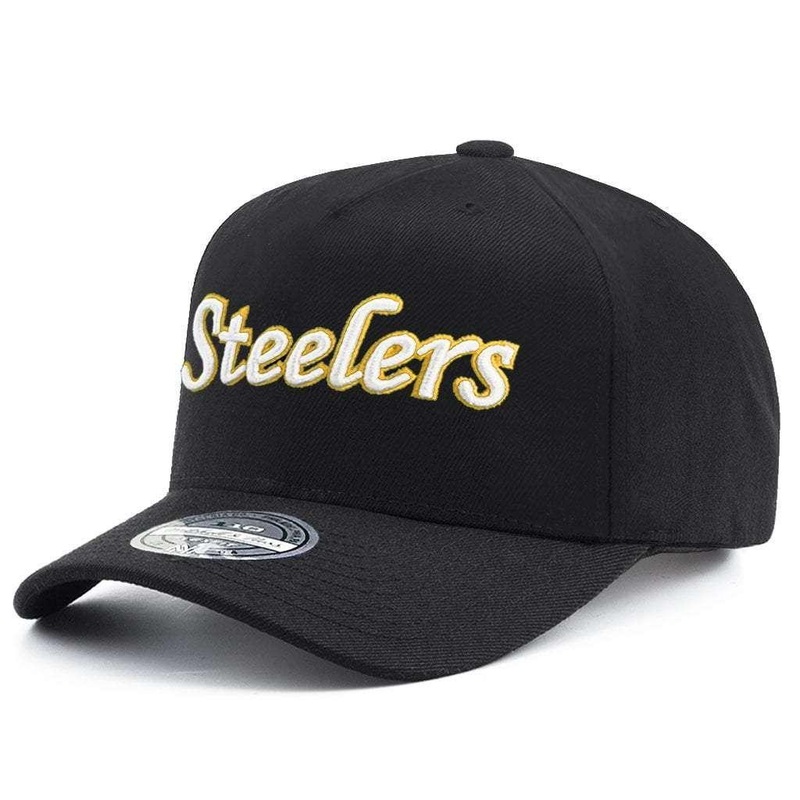 Pittsburgh Steelers Mitchell & Ness NFL 110 Throwback Logo Snapback Hat – Black