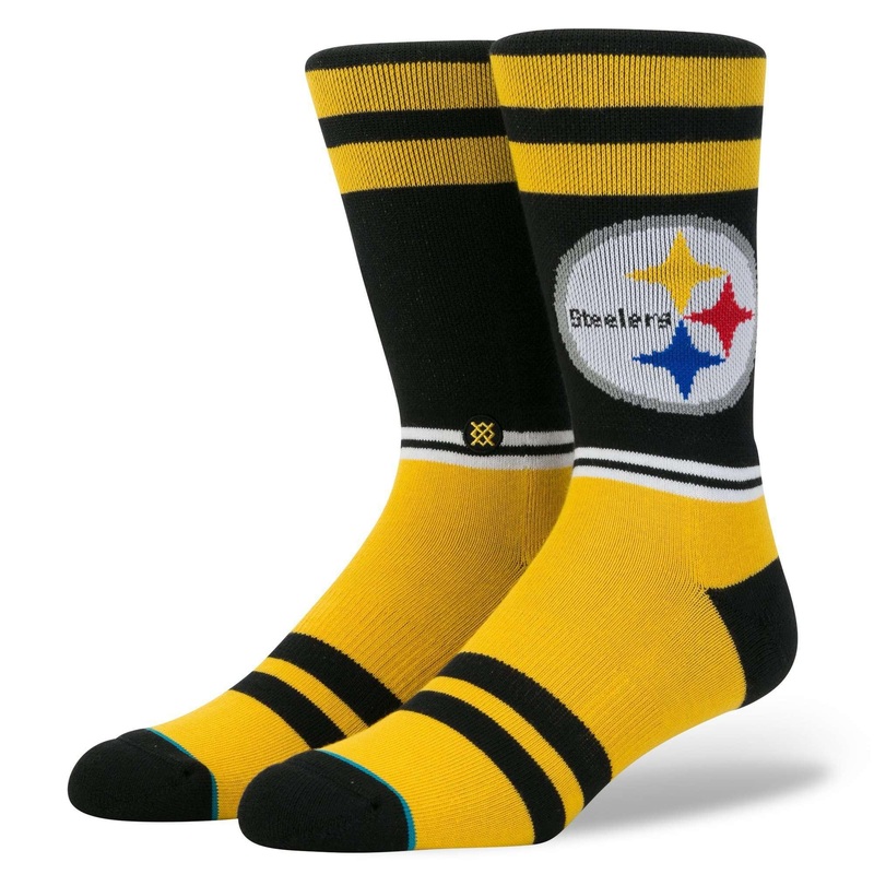 Pittsburgh Steelers Stance NFL Logo Stripe Crew Socks – Black